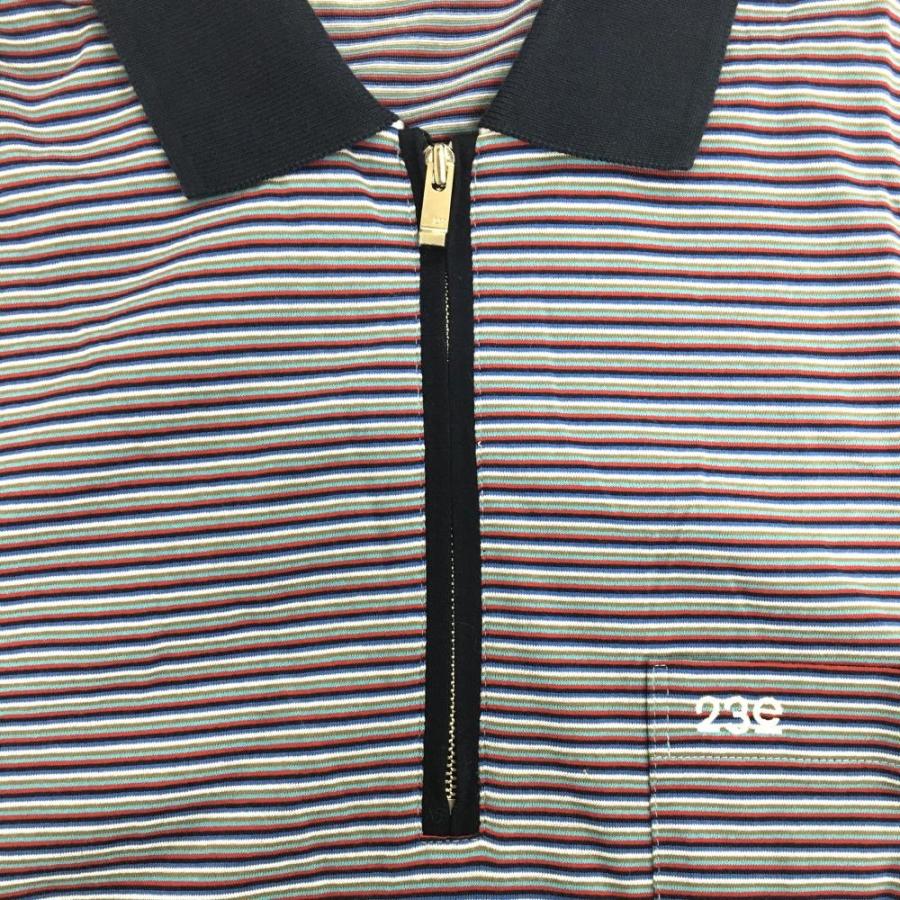 23区GOLF 23区スポーツ 半袖ポロシャツ ネイビー×レッド ボーダー柄