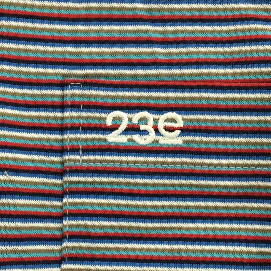 23区GOLF 23区スポーツ 半袖ポロシャツ ネイビー×レッド ボーダー柄