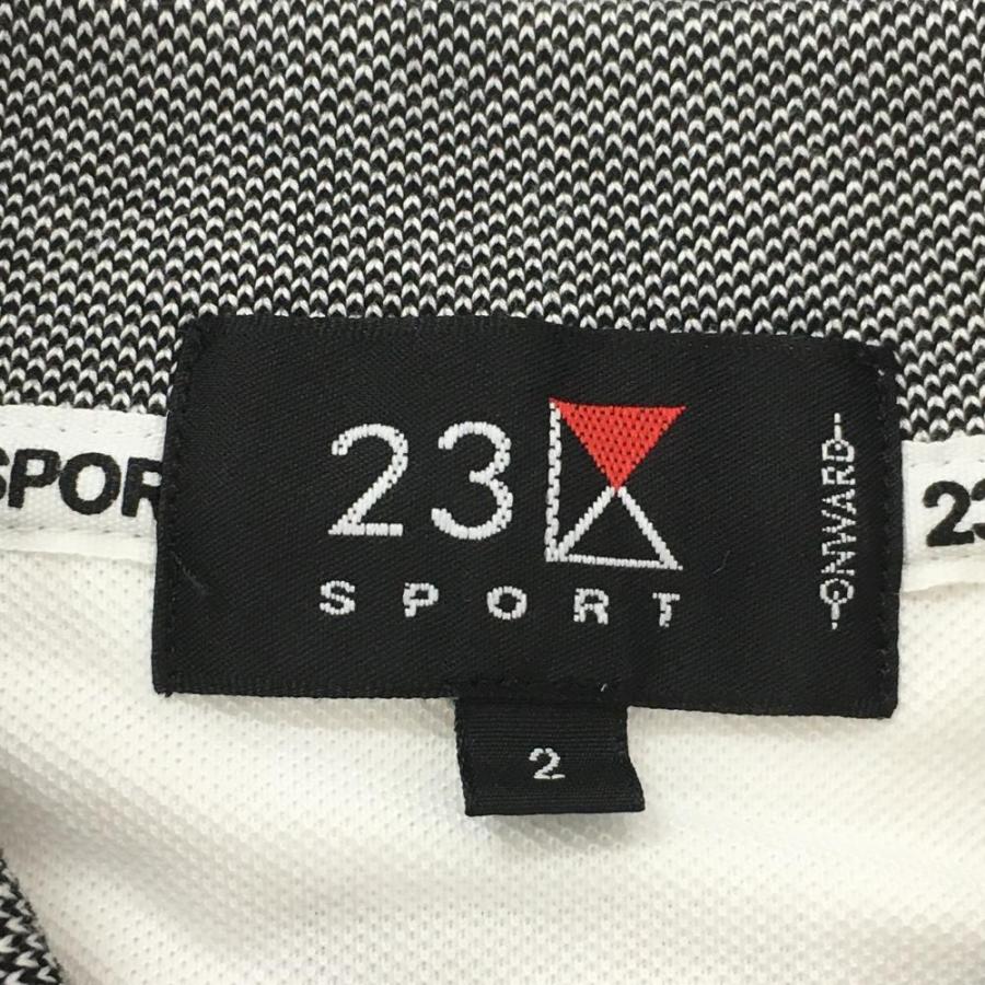23区GOLF 【超美品】23区スポーツ 半袖ポロシャツ 白×グレー ハーフ