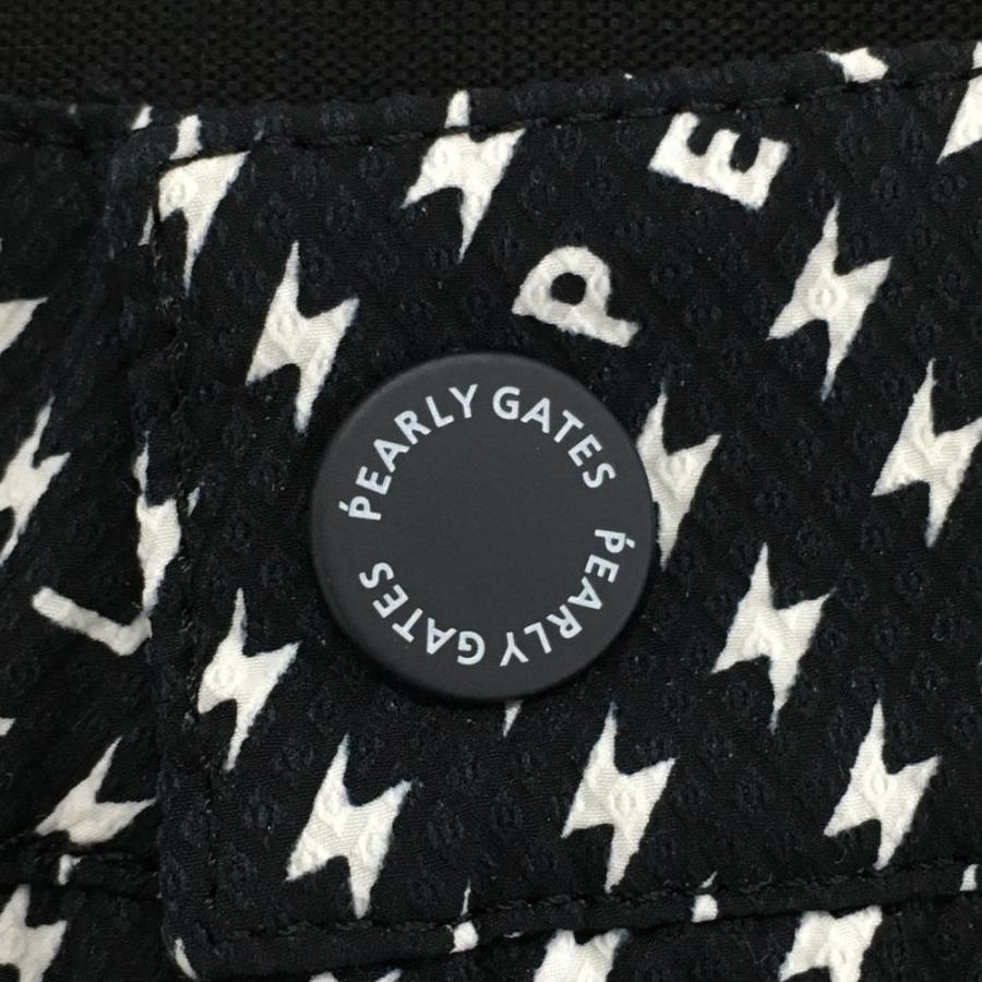 PEARLY GATES 稲妻模様ジョガー春パンツ サイズ5 美品 美品】パーリーゲイツ ジョガーパンツ 黒×白 稲妻柄 薄手 ストレッチ