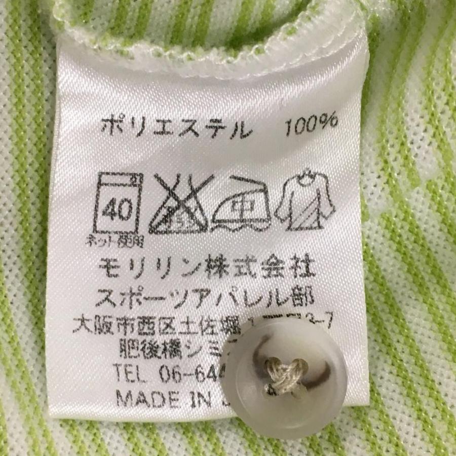 XXIO ゼクシオ 半袖ポロシャツ ライトグリーン×白 ボーダー 総柄