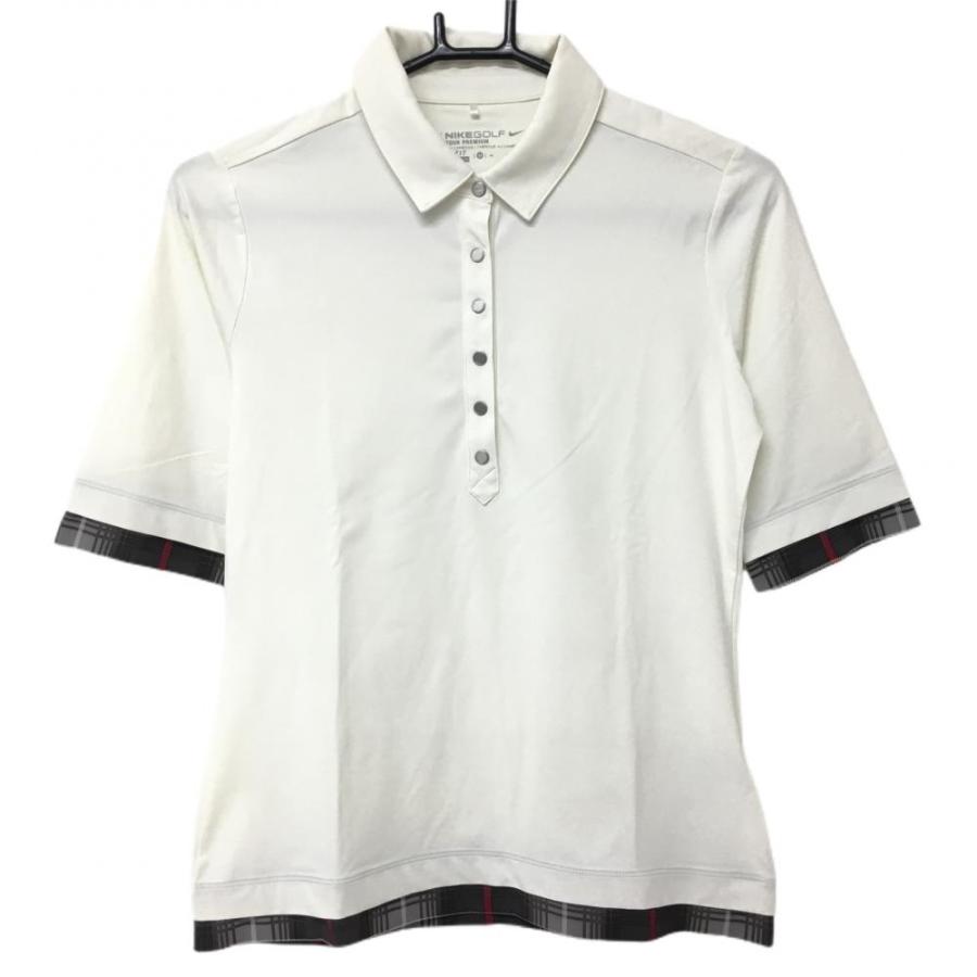 ナイキゴルフ★DRI-FIT★ストレッチ★ポロシャツ【レディース サイズM】 NIKE（ナイキ） ナイキゴルフ 五分袖ポロシャツ 白×グレー 一部