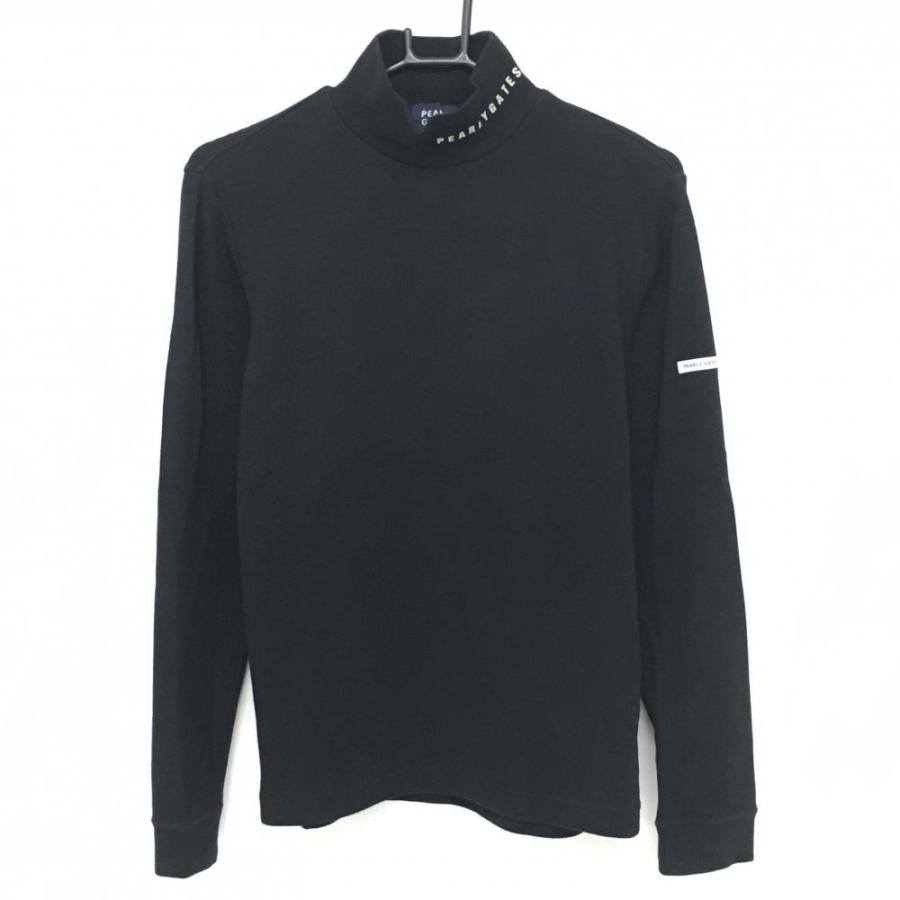 パーリーゲイツ 長袖ハイネックシャツ 黒 ネックロゴプリント 裏  