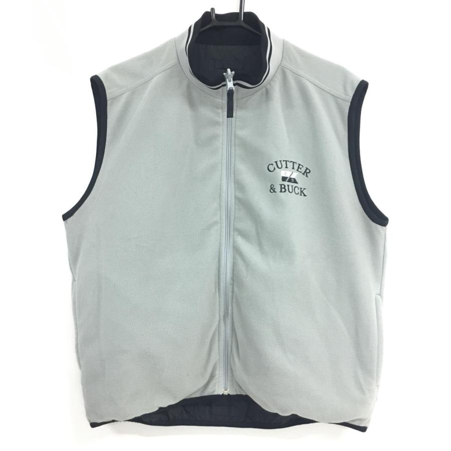 カッターアンドバック リバーシブルベスト 黒×グレー ロゴ刺しゅう