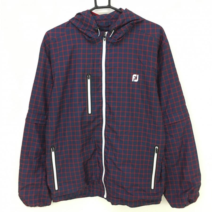 フットジョイ 2WAYジップパーカー ネイビー×レッド チェック 裏 フットジョイ 2WAYジップパーカー ネイビー×レッド チェック 裏