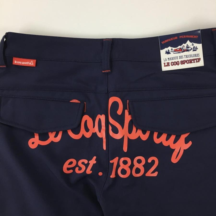 超美品】ルコック パンツ ネイビー×レッド ロゴ刺しゅう 後ろ