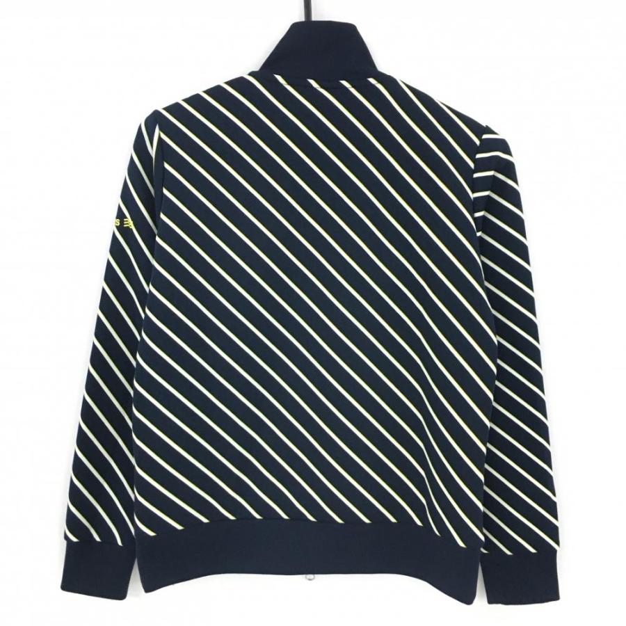アディダス ジャケットブルゾン ネイビー×白 斜めストライプ ロゴ