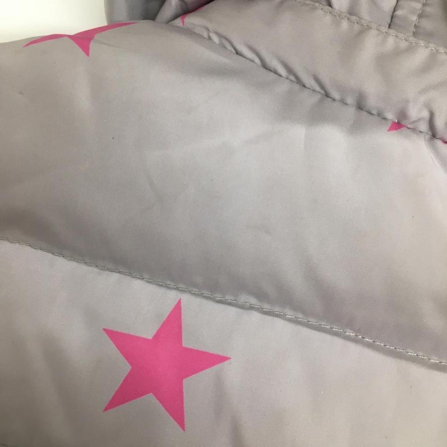 キャロウェイ フード付きダウンベスト ライトグレー×ピンク 星柄 ロゴ