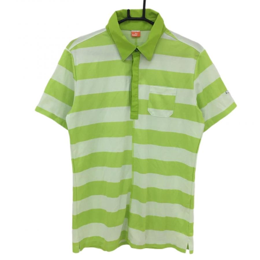 【プーマ】希少サイズ セット売り ポロシャツ グリーン イエロー 2XL メンズ PUMA（プーマ） 半袖ポロシャツ ライトグリーン×白 ボーダー メンズ XO
