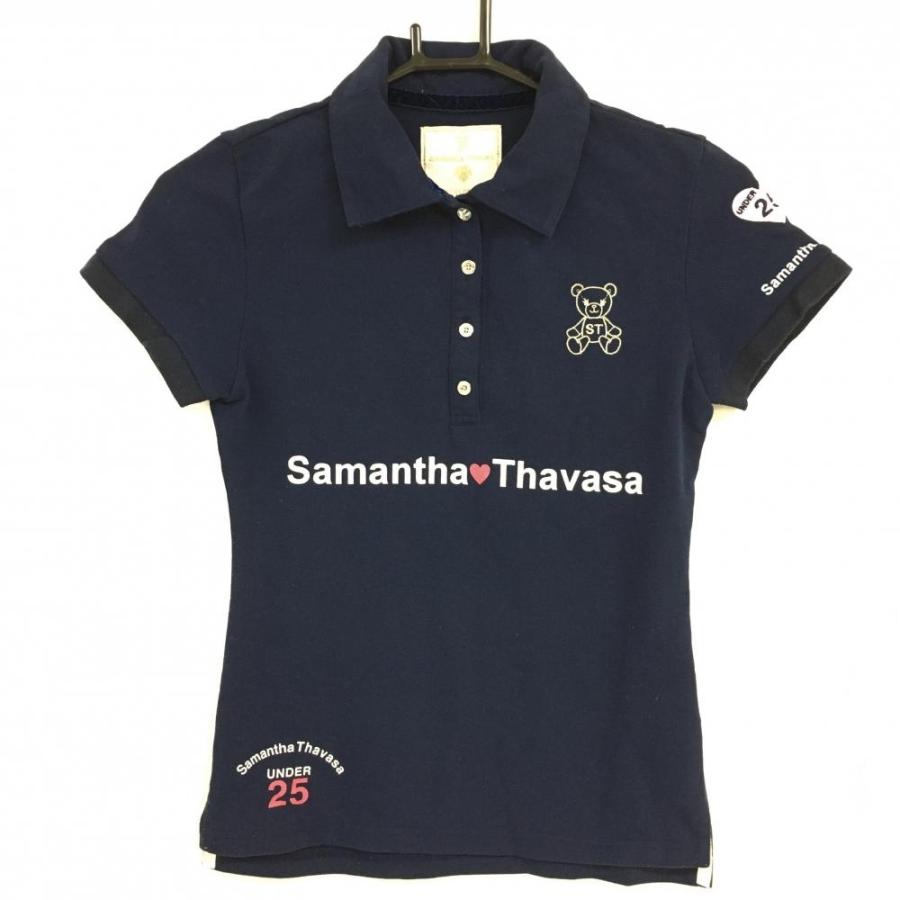 25%OFF！サマンサタバ　サレースゴルフポロシャツ　ネイビーＬサイズ UNDER25 Samantha Thavasa 【美品】サマンサタバサ 半袖ポロシャツ
