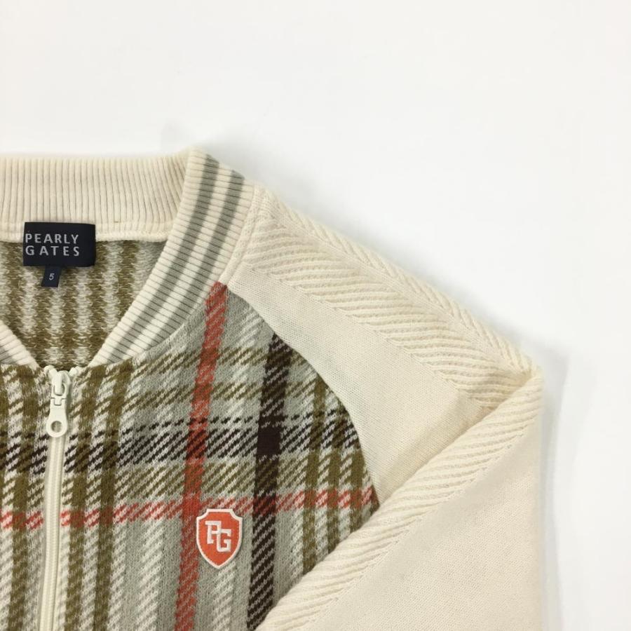 超美品】パーリーゲイツ ニットジャケット アイボリー×ライトグレー
