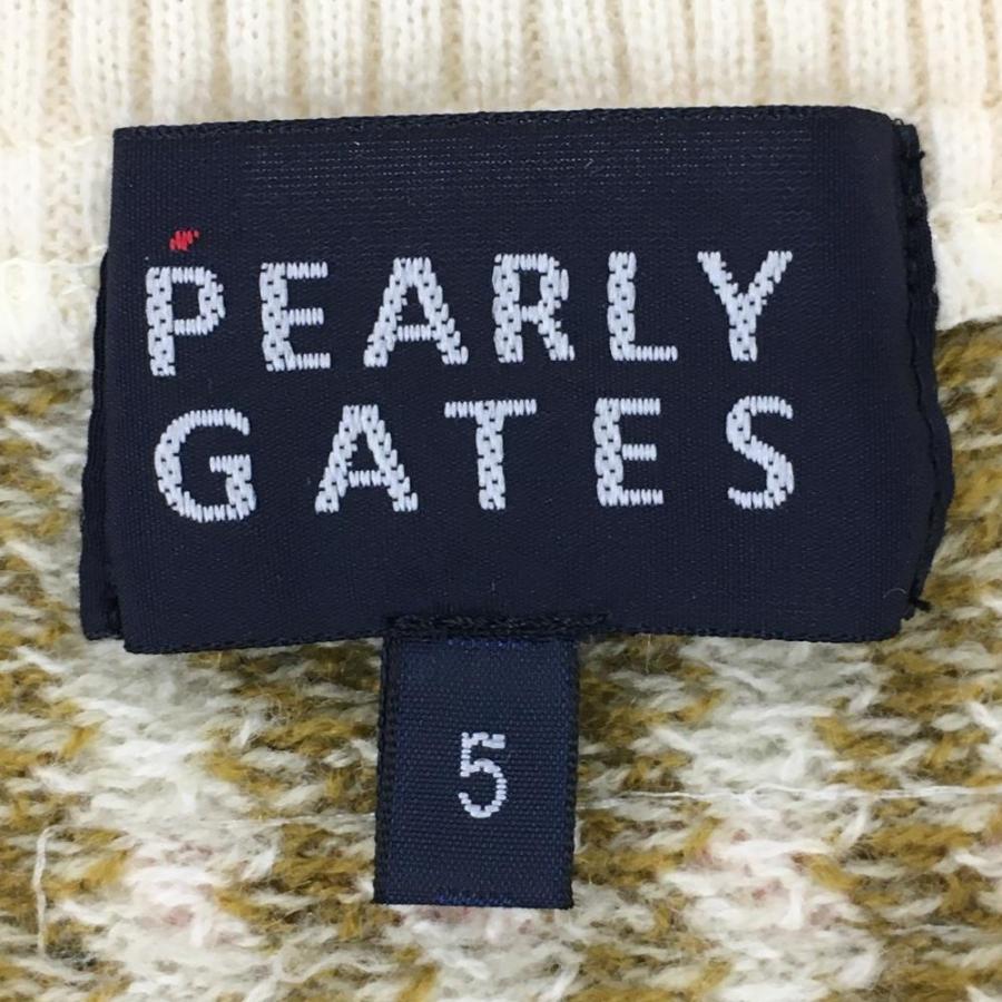 超美品】パーリーゲイツ ニットジャケット アイボリー×ライトグレー