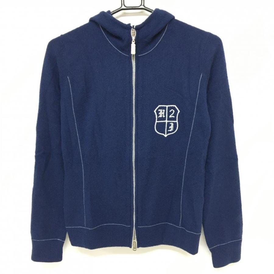 ハイドロゲン ニットパーカー ネイビー×白 カシミヤ100% ダブル ハイドロゲン ニットパーカー ネイビー×白 カシミヤ100% ダブル