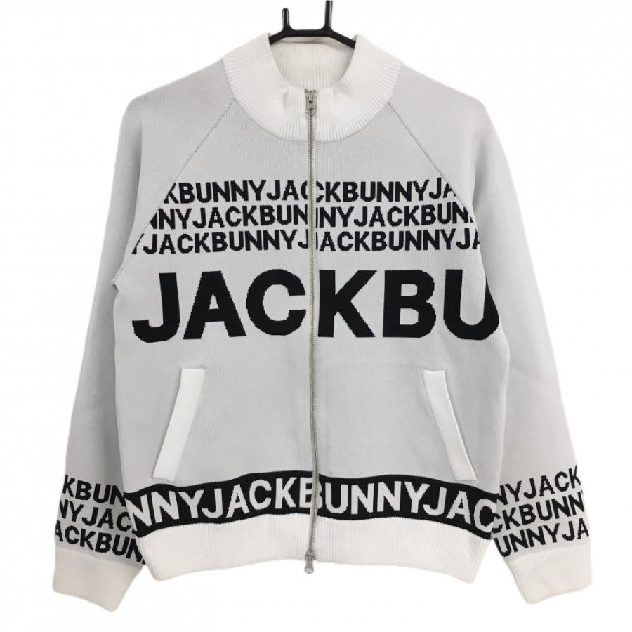 ジャックバニー ニットジャケット 白×黒 ブルゾン ビッグロゴ