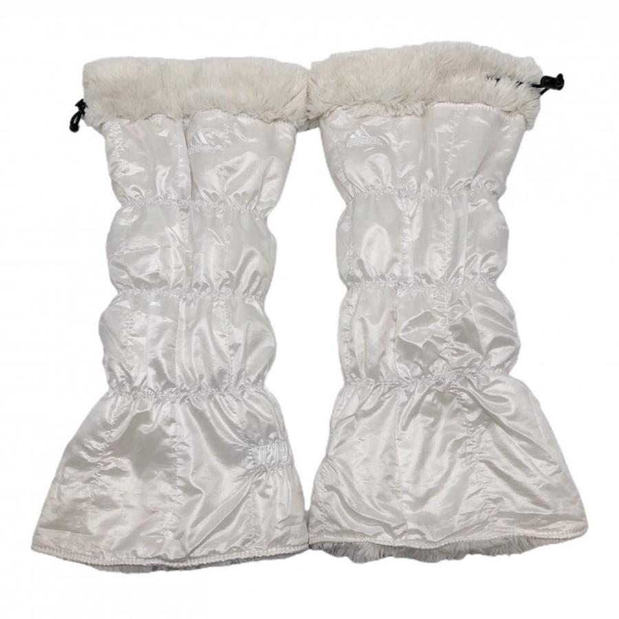 アディダス レッグウォーマー 白 リバーシブル ボア ロゴ刺しゅう