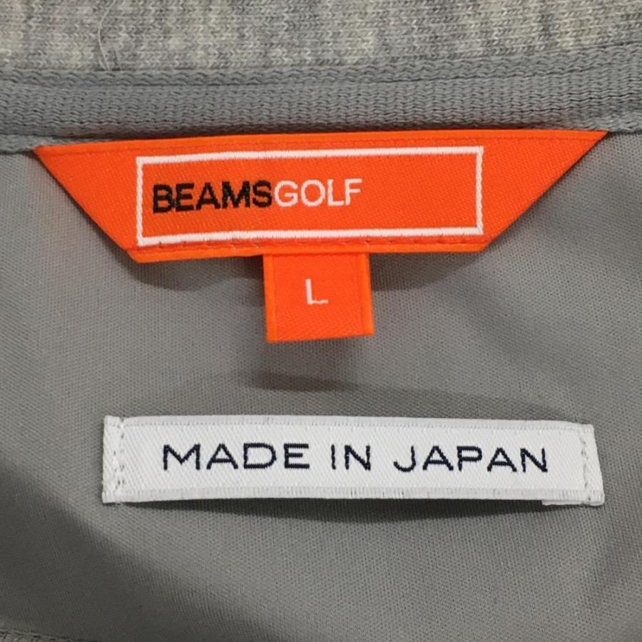 美品】ビームスゴルフ 異素材ニットカーディガン ライトグレー ウール