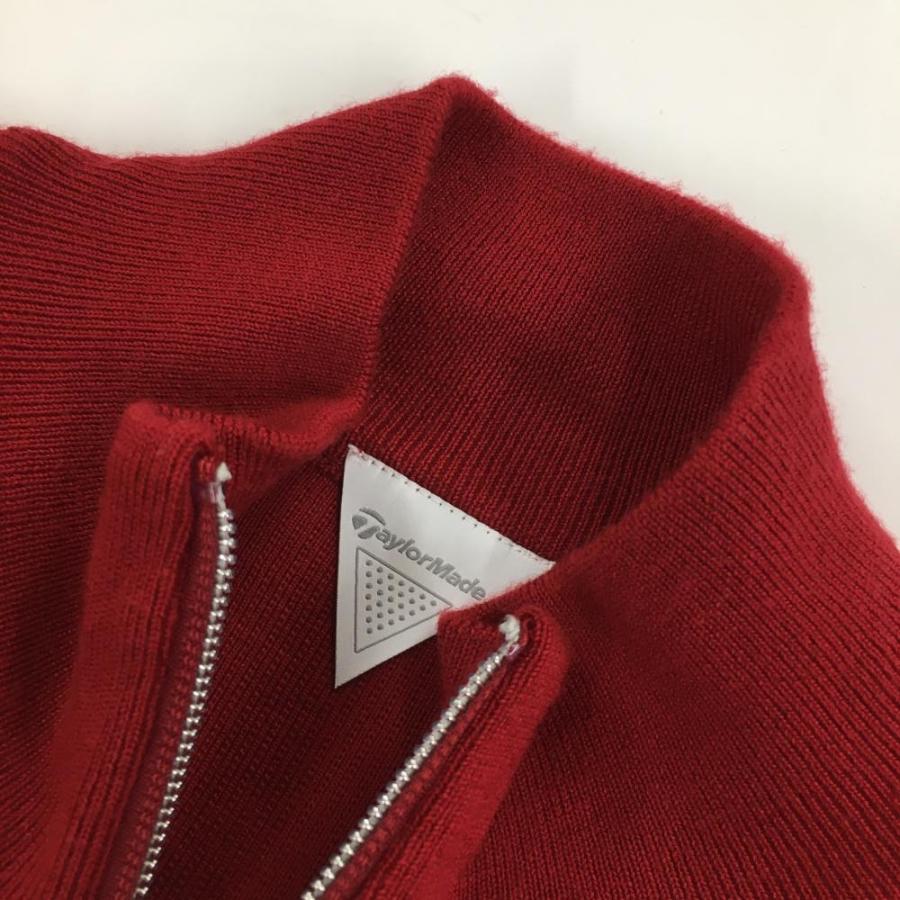 テーラーメイド ニットジャケット レッド×ネイビー 肩ロゴ