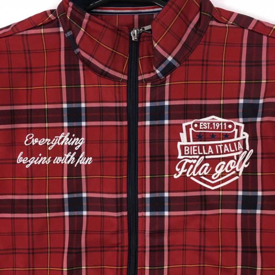 超美品】フィラゴルフ ジャケットブルゾン レッド×ネイビー チェック