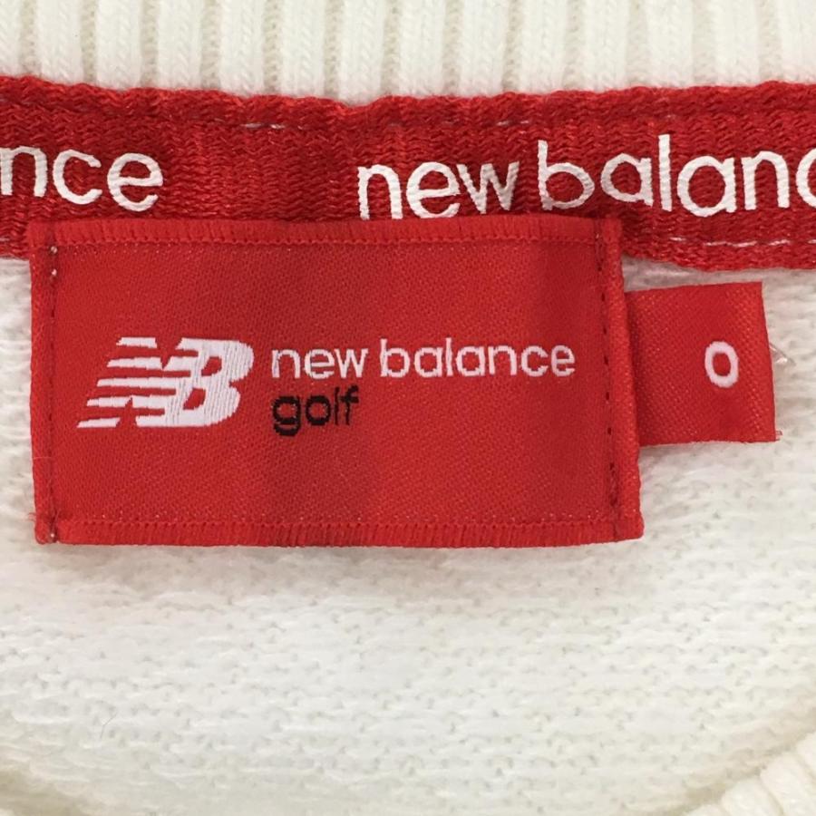 美品】ニューバランスゴルフ セーター 白×ネイビー 袖ライン ロゴ