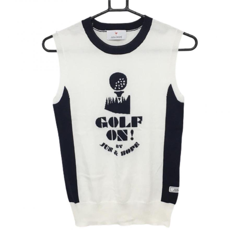 JUN&ROPE'（ジュンアンドロペ） ニットベスト 白×ネイビー ゴルフ