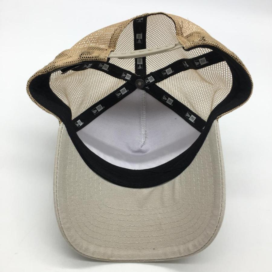 超美品】ニューエラ メッシュキャップ ベージュ ×白 立体ロゴ刺しゅう