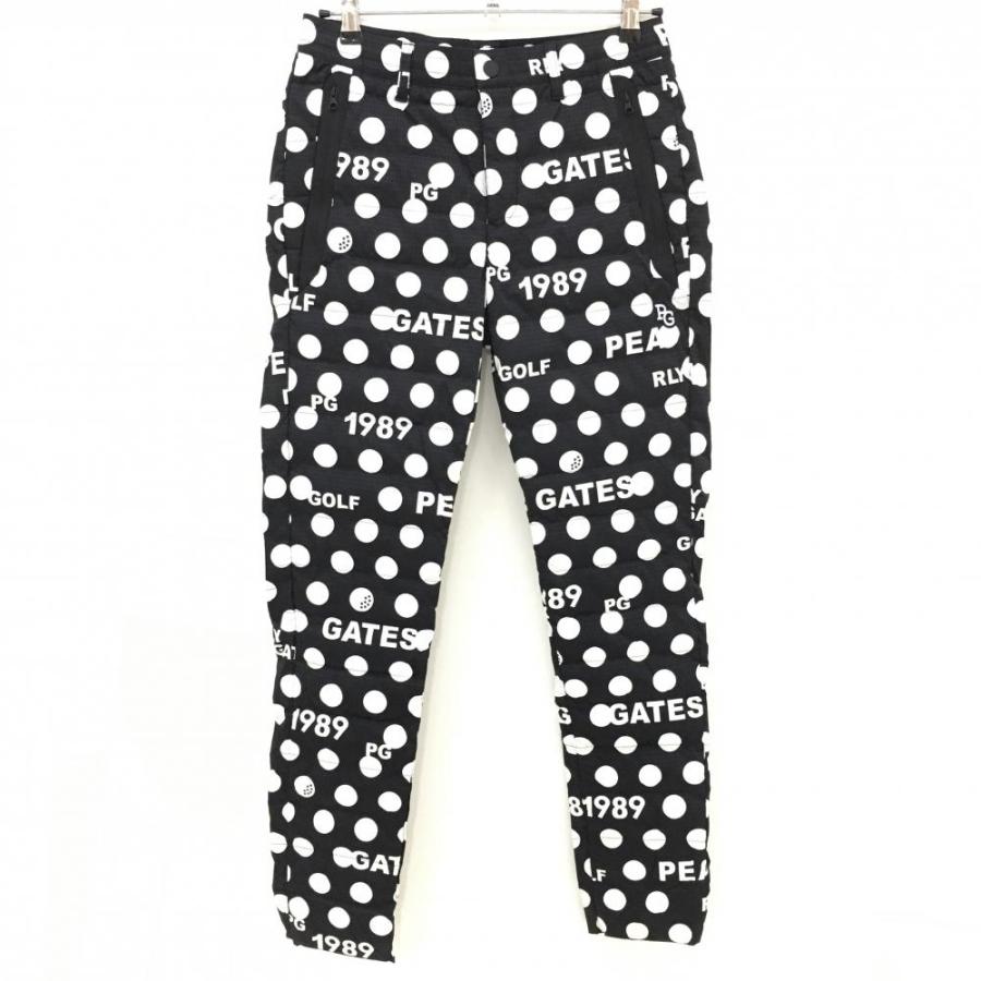 パーリーゲイツ 中綿パンツ 黒×白 ドット ロゴ柄 レディース 1(M