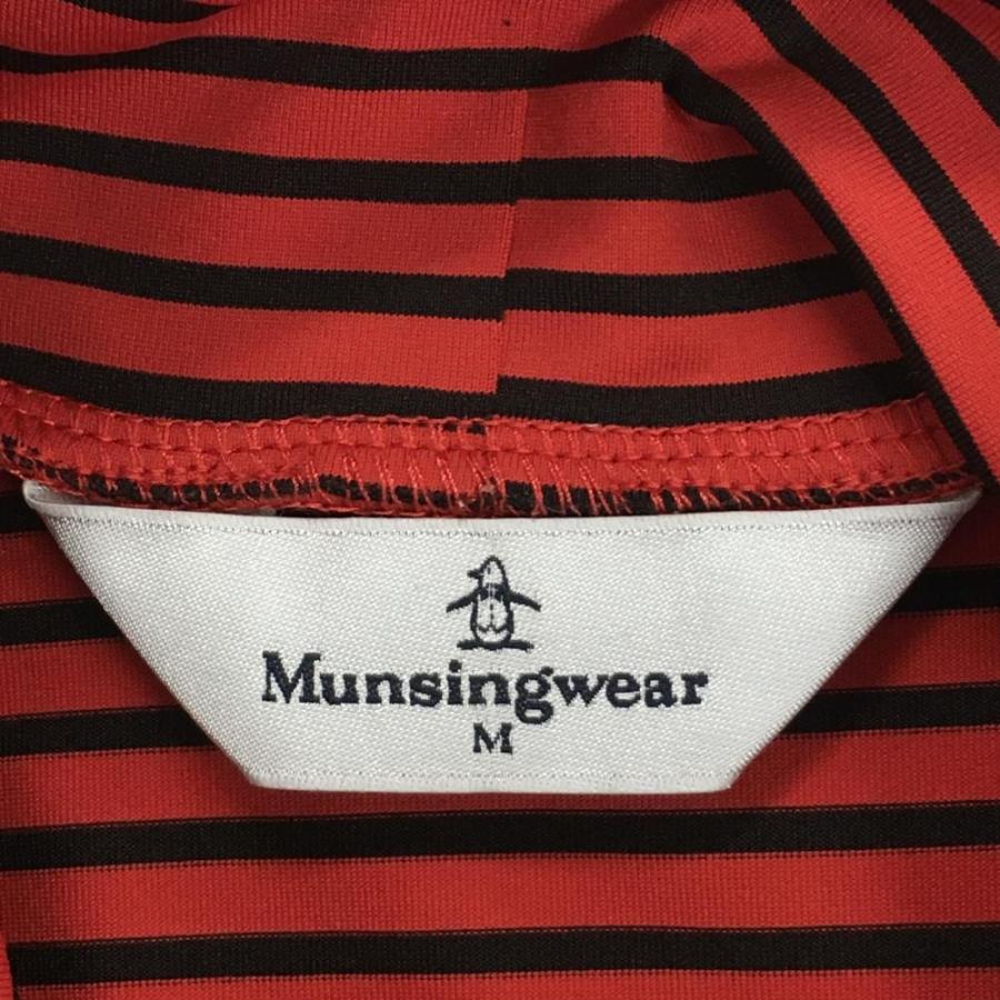 Munsingwear 赤黒ストライプ ハイネックシャツ Munsingwear（マンシングウェア） 長袖ハイネックシャツ レッド×黒
