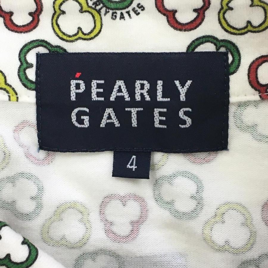 【美品】パーリーゲイツ 半袖ポロシャツ 白×グリーン×レッド 総柄 コットン100％ メンズ 4(M) ゴルフウェア PEARLY GATES｜reonard｜04