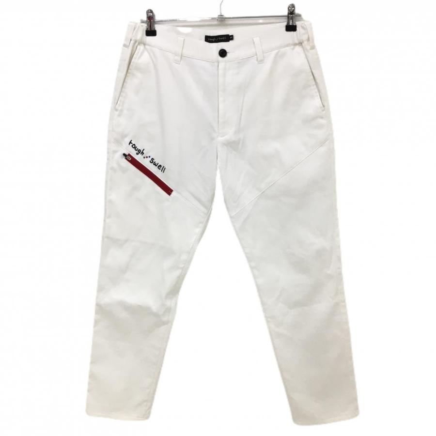 ラフアンドスウェル 裏起毛パンツ 白×レッド ジップポケット ウエスト  