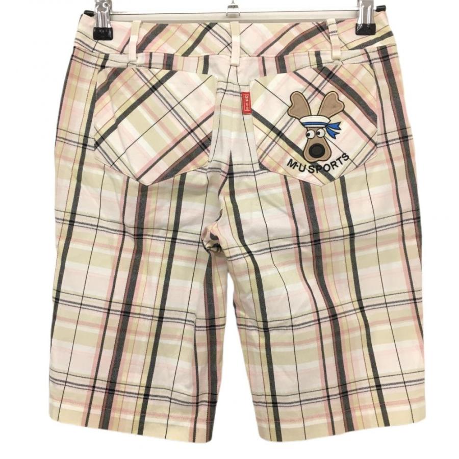 M・U SPORTS MUスポーツ ハーフパンツ ピンク×黒 チェック ドッグ