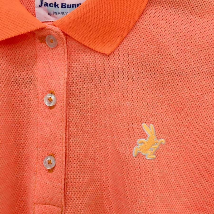 Jack Bunny!!（ジャックバニー） 半袖ポロシャツ 蛍光オレンジ ロゴ