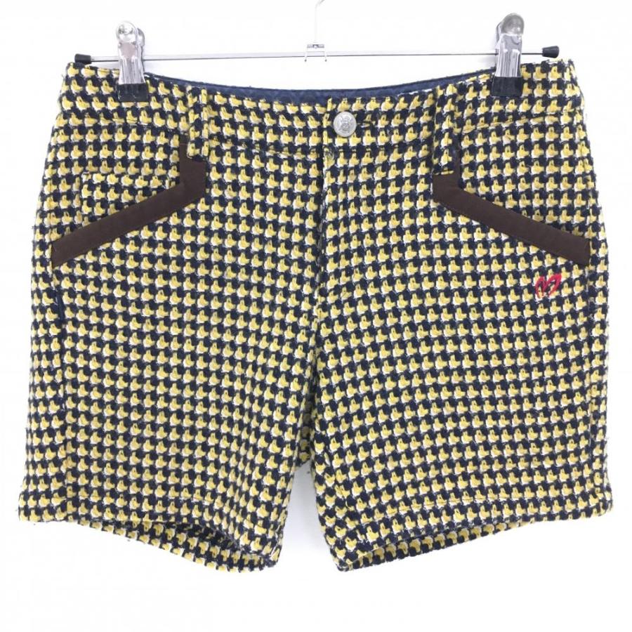 MASTER BUNNY EDITION 千鳥格子柄 ショートパンツ　サイズ5 美品】マスターバニー ショートパンツ イエロー×ネイビー 千鳥格子風