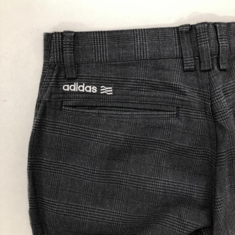 美品】アディダス パンツ グレー×黒 チェック柄 バックロゴ 美品】アディダス パンツ グレー×黒 チェック柄 バックロゴ