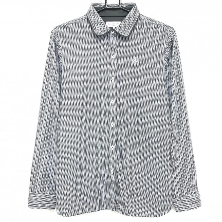 St ANDREWS セントアンドリュース 長袖シャツ 白×黒×グレー 総柄 St ANDREWS セントアンドリュース 長袖シャツ 白×黒×グレー 総柄