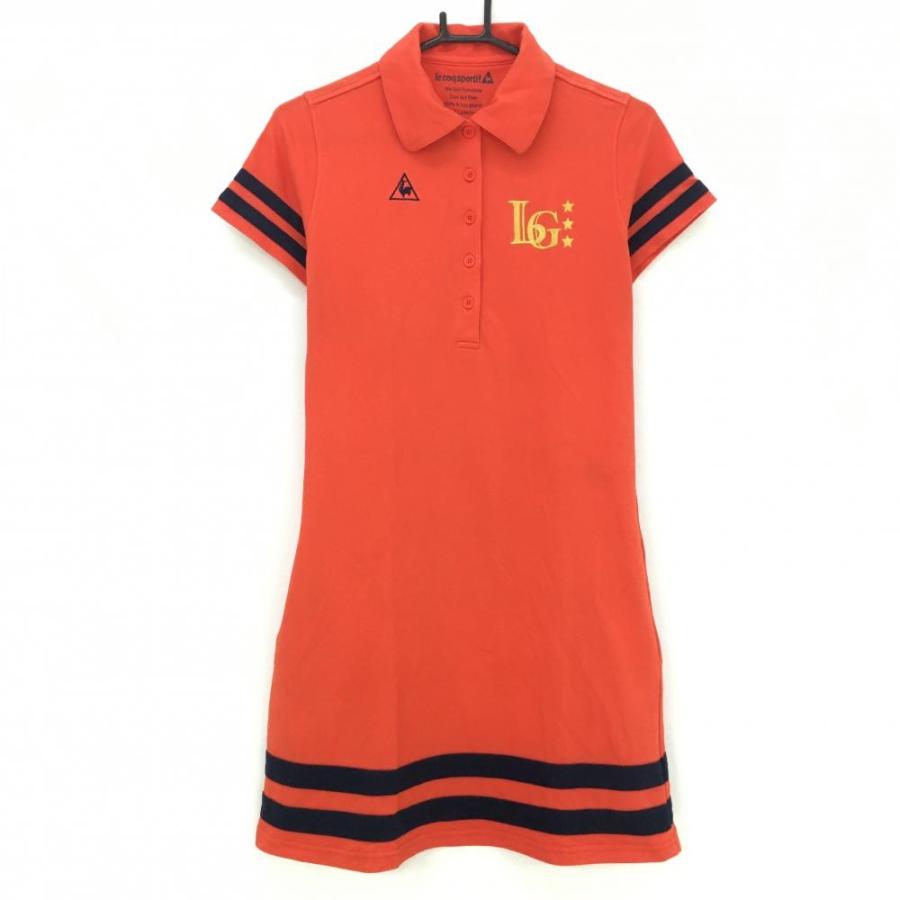 le coq sportif ルコック 半袖ポロワンピース オレンジ×ネイビー