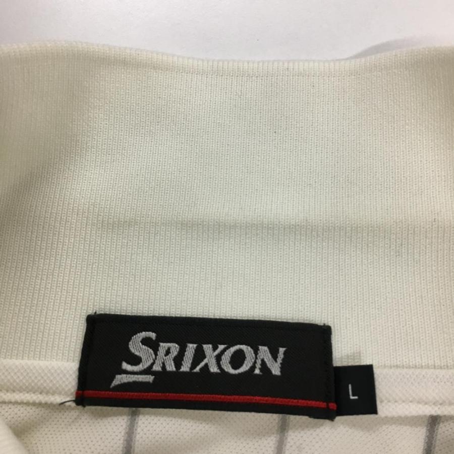 スリクソン 半袖ポロシャツ 白×グレー ストライプ ボーダー ロゴ刺しゅう  メンズ L ゴルフウェア SRIXON｜reonard｜04