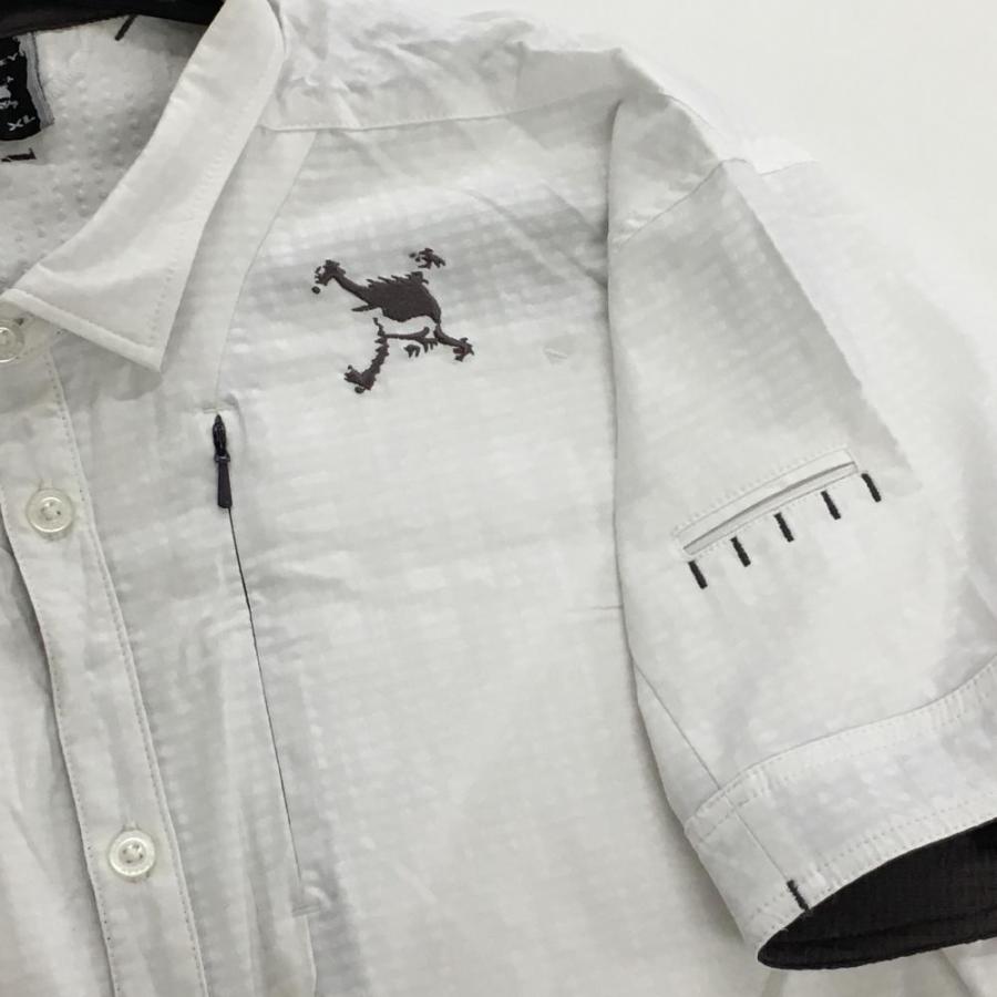 OAKLEY（オークリー） 半袖シャツ 白×グレー 織生地 ロゴ刺しゅう