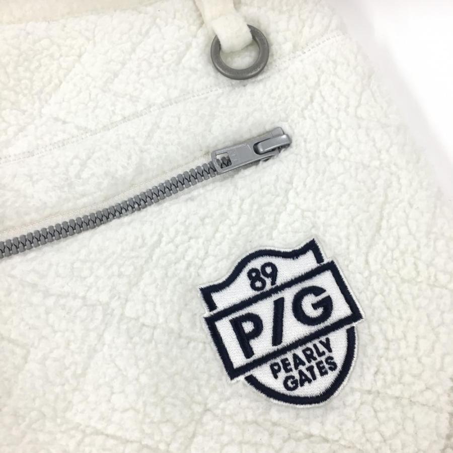 超美品】パーリーゲイツ 中綿ボアパンツ 白 ギザギザキルティング