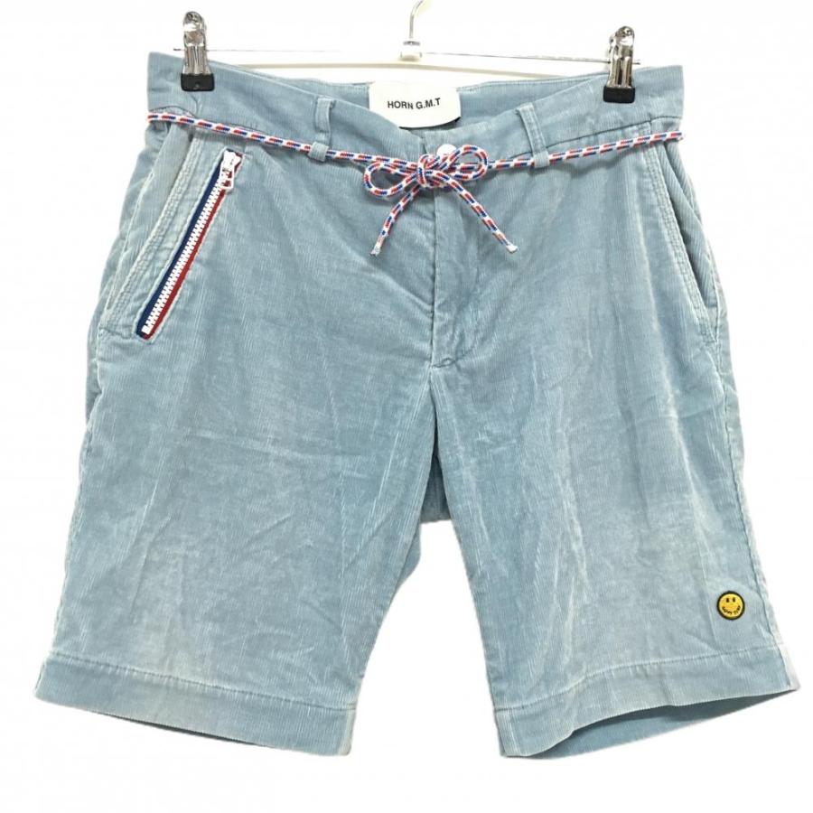 美品】ホーンガーメント ハーフパンツ ライトブルー コーデュロイ  