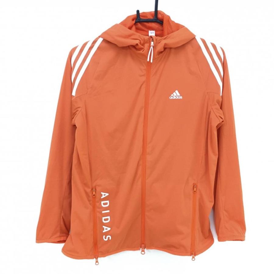 adidas（アディダス） ジップパーカー オレンジ×白 裏地メッシュ