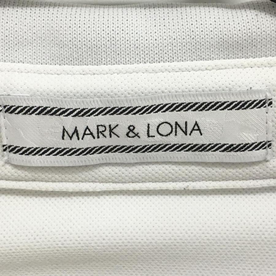 MARK&LONA マークアンドロナ 長袖ポロシャツ 白×黒 襟袖口ライン MARK&LONA マークアンドロナ 長袖ポロシャツ 白×黒 襟袖口ライン