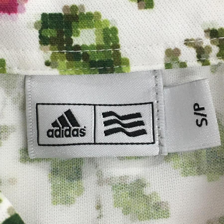 adidas（アディダス） 半袖ポロシャツ 白×グリーン×ピンク 花柄