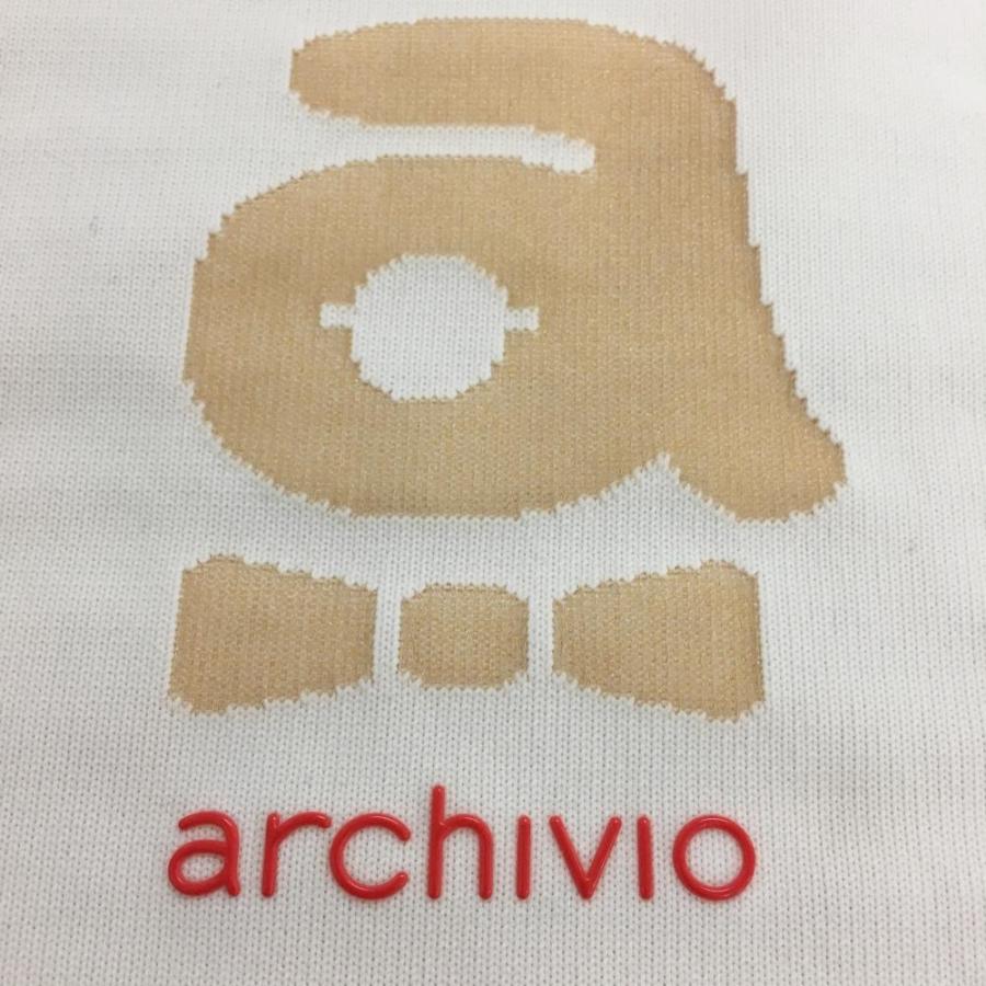 archivio（アルチビオ） ニットベスト 白×レッド 背面透かし編み