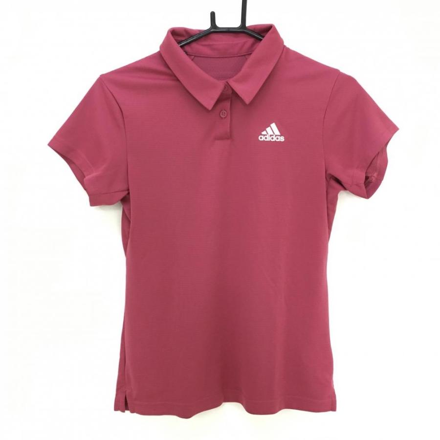 adidas（アディダス） 半袖ポロシャツ ワインレッド 織生地 ロゴ 