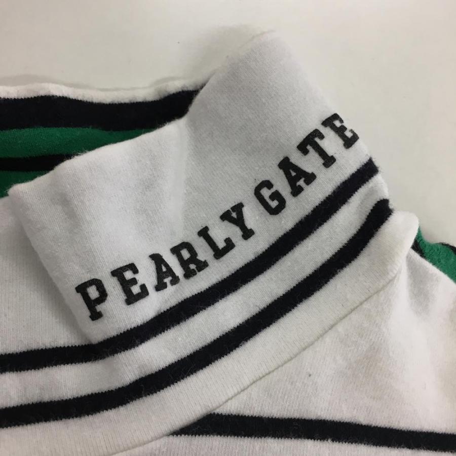 PEARLY GATES（パーリーゲイツ） 長袖ハイネックシャツ 白×グリーン