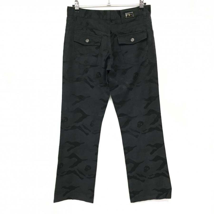 MARK&LONA　ドクロ柄パンツ　ゴルフ マークアンドロナ パンツ グレー 地模様 カモフラ スカル メンズ M