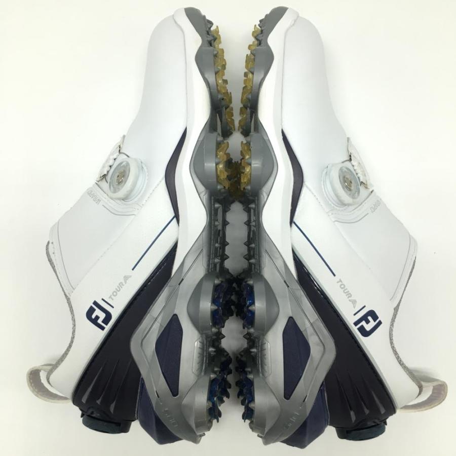 美品】フットジョイ ゴルフシューズ 白×ネイビー 55519J ツアー