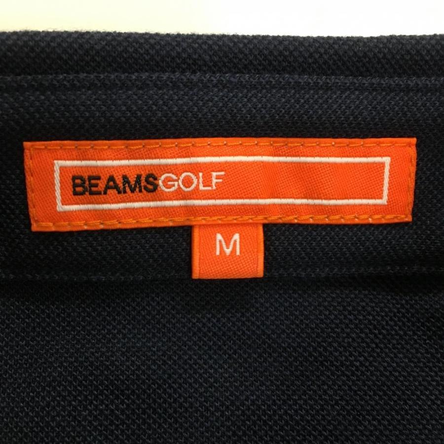 BEAMS ビームスゴルフ 半袖シャツ ネイビー×レッド フラッグ柄