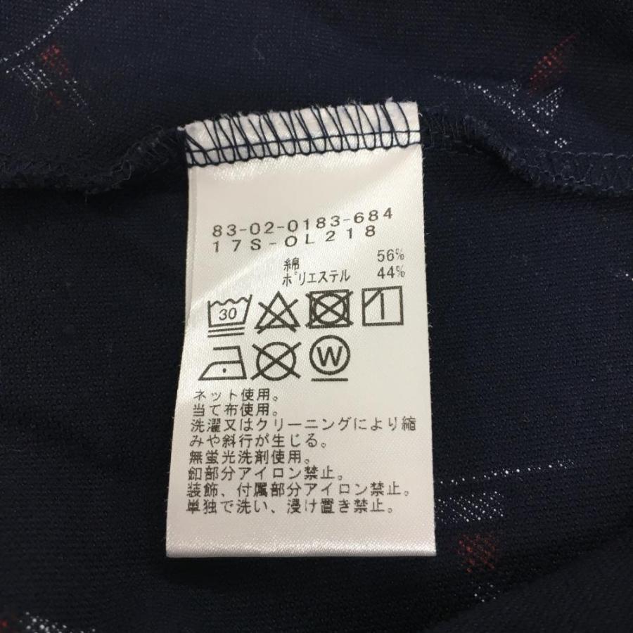 BEAMS ビームスゴルフ 半袖シャツ ネイビー×レッド フラッグ柄