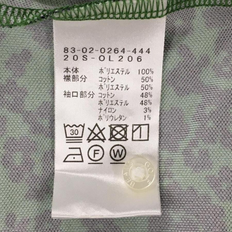 BEAMS GOLF（ビームス ゴルフ） 半袖ポロシャツ グリーン×ネイビー 花
